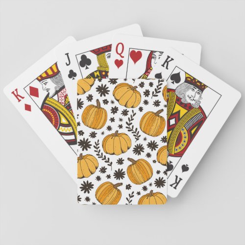 Pumpkin sketches hand_drawn seamless pattern playing cards
