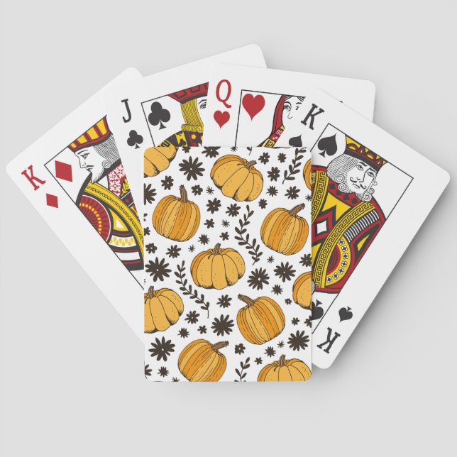 Pumpkin sketches: hand-drawn seamless pattern. poker cards (Back)
