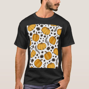 Pumpkin sketches: hand-drawn seamless pattern. T-Shirt
