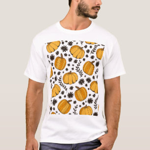 Pumpkin sketches: hand-drawn seamless pattern. T-Shirt