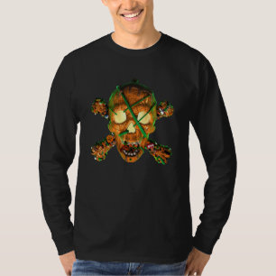 Pumpkin Skull Cross Bone Halloween Candy Tattoo Ch T-Shirt