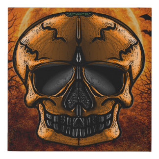 Pumpkin Skull Halloween Party Faux Canvas Print