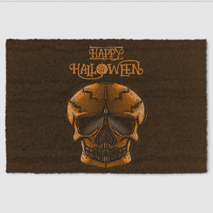 Pumpkin Skull Halloween Party Fiber Doormat