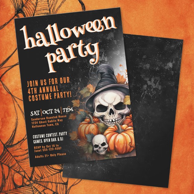 Pumpkin Skull Halloween Party Invitation (Pumpkin Skull Halloween Party Invitation)