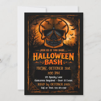 Pumpkin Skull Halloween Party Invitation