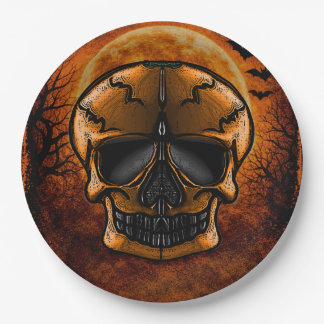 Pumpkin Skull Halloween Party Paper Plates