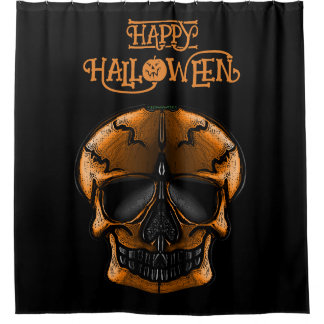 Pumpkin Skull Halloween Party Shower Curtain