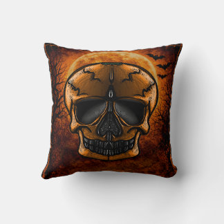 Pumpkin Skull Halloween Party Throw Pillow