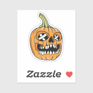 Pumpkin skull jack o lantern,  sticker