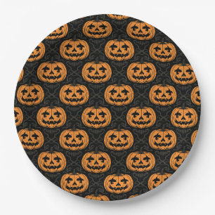 Pumpkin Skull Paper Plates
