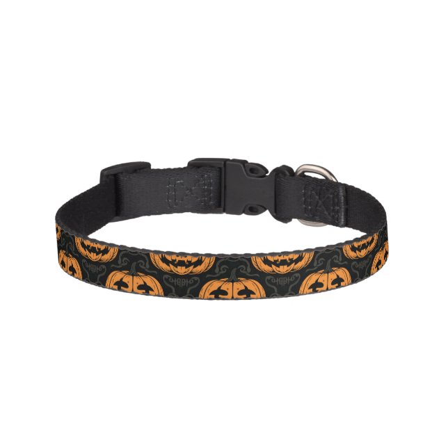 Pumpkin Skull Pet Collar (Front)