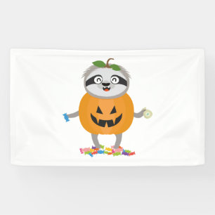 Pumpkin Sloth Halloween Costume Gift Banner