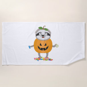 Pumpkin Sloth Halloween Costume Gift Beach Towel