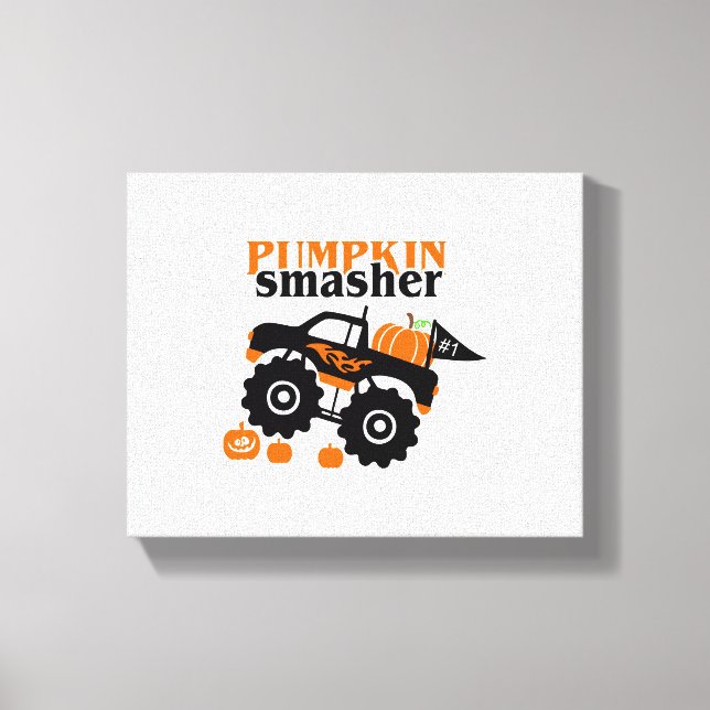 Pumpkin Smasher Boys Halloween Monster Truck Canvas Print (Front)