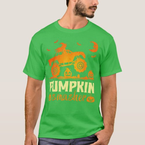 Pumpkin Smasher Halloween Witch Monster Truck Kids T_Shirt