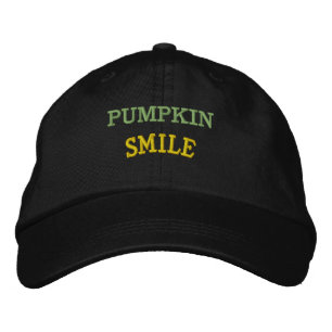 PUMPKIN SMILE Text Black Color Halloween Style-Hat Embroidered Baseball Cap