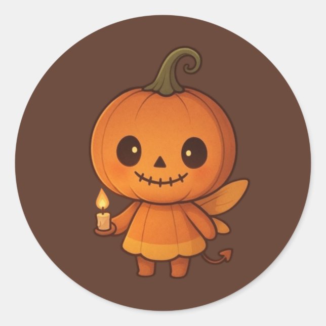 Pumpkin Smiles Classic Round Sticker (Front)