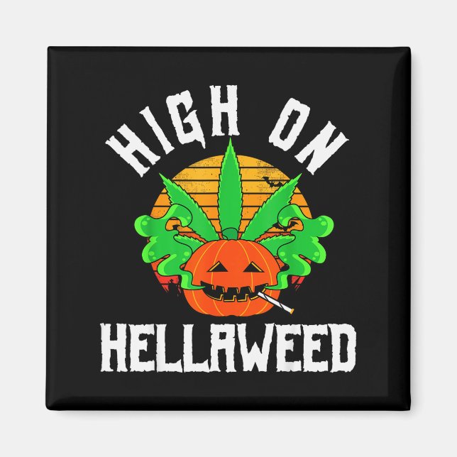 Pumpkin Smoking Weed Costume Retro Funny Halloween Magnet (Front)