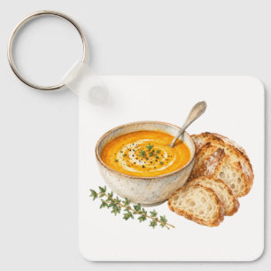 Pumpkin Soup and Crusty Bread Keychain