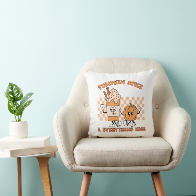 Pumpkin Spice and Everything Nice , Cozy Fall Throw Pillow (Chair)
