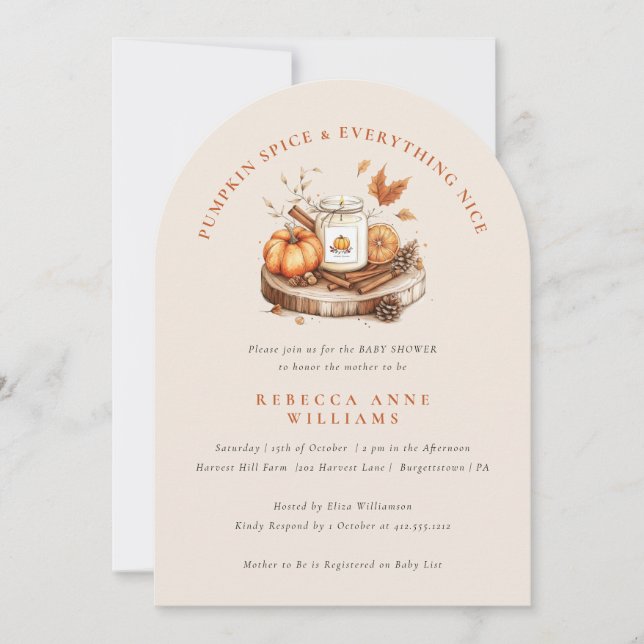 Pumpkin Spice and Everything Nice Fall Baby Shower Invitation (Front)