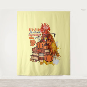 Pumpkin Spice and Everything Nice Fall Chicken Vib Tapestry