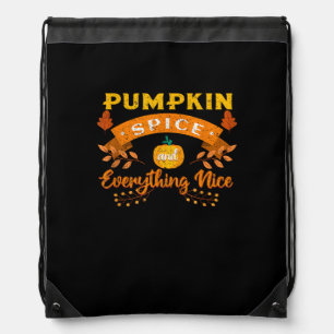 Pumpkin Spice And Everything Nice Fall Coffee Latt Drawstring Bag