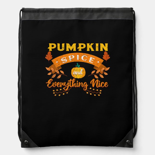 Pumpkin Spice And Everything Nice Fall Coffee Latt Drawstring Bag (Front)