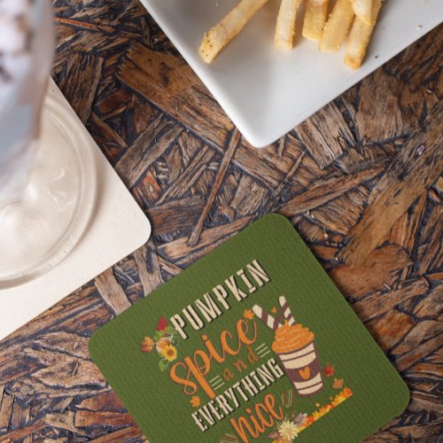 Pumpkin Spice and Everything Nice _ Fall Design Square Paper Coaster