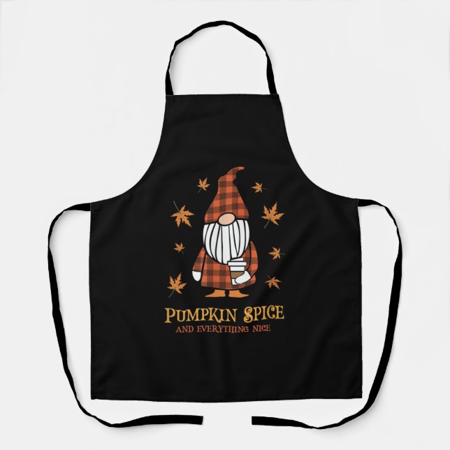 Pumpkin Spice and Everything Nice Fall Gnome Drink Apron (Front)