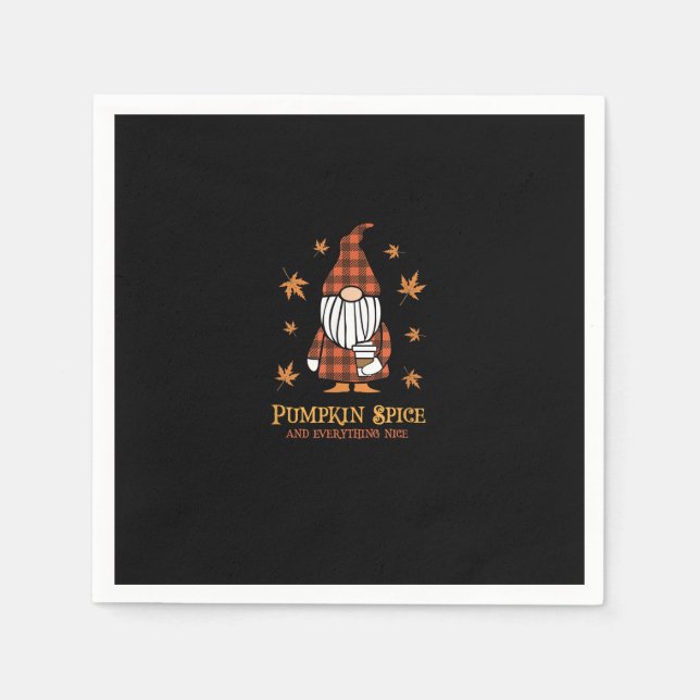Pumpkin Spice And Everything Nice Fall Gnome Drink Napkins (Front)
