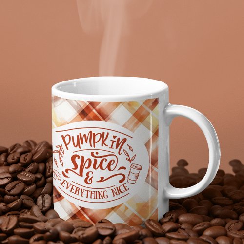 Pumpkin Spice and Everything Nice Fall Plaid Coffee Mug