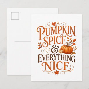 Pumpkin Spice and Everything Nice Fall Quote Invitation Postcard
