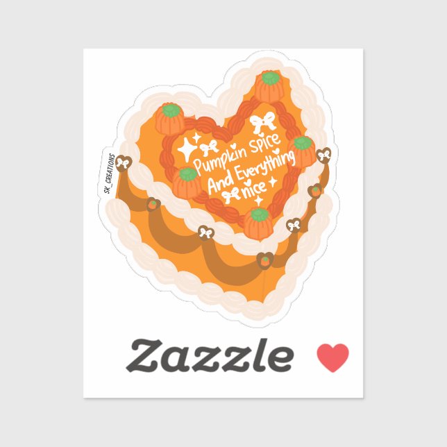 Pumpkin Spice And Everything Nice Heart Cake  Sticker (Sheet)