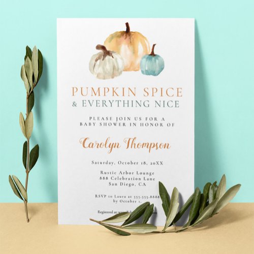 Pumpkin Spice and Everything Nice Little pumpkin Invitation