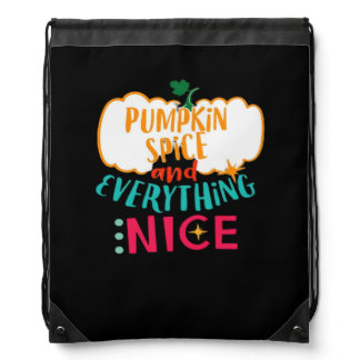 Pumpkin Spice And Everything Nice Love Autumn Fami Drawstring Bag
