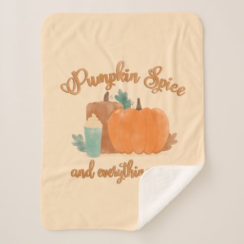 Pumpkin Spice and Everything Nice Watercolor Fall Sherpa Blanket
