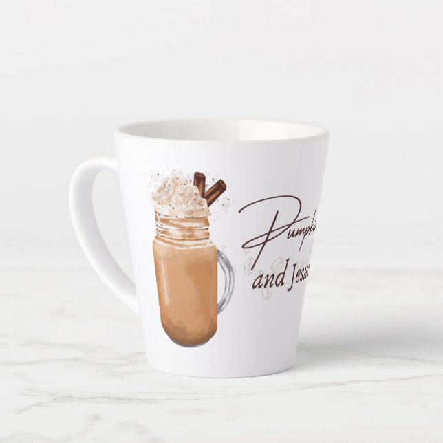 Pumpkin Spice and Jesus Christ Autumn Latte Mug (Left Angle)