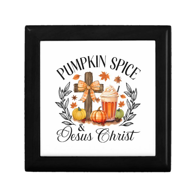 Pumpkin Spice And Jesus Christ Cross Pumpkin Chris Gift Box (Front)