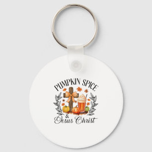 Pumpkin Spice And Jesus Christ Cross Pumpkin Chris Keychain