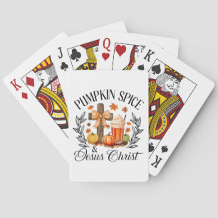 Pumpkin Spice And Jesus Christ Cross Pumpkin Chris Poker Cards