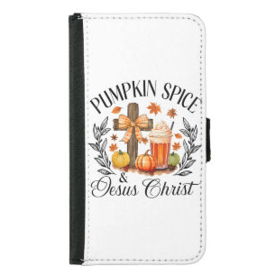 Pumpkin Spice And Jesus Christ Cross Pumpkin Chris Samsung Galaxy S5 Wallet Case