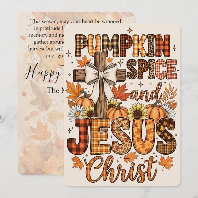 Pumpkin Spice and Jesus Christ | Faith & Fall  Holiday Card (Front/Back)