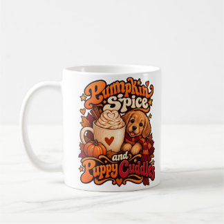 Pumpkin Spice and Puppy Cuddles Cozy Autumn Dog Coffee Mug