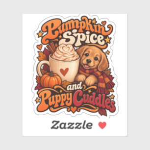 Pumpkin Spice and Puppy Cuddles Cozy Autumn Dog Sticker