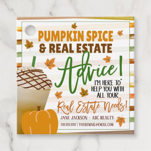 Pumpkin Spice and Real Estate Advice Favor Tags