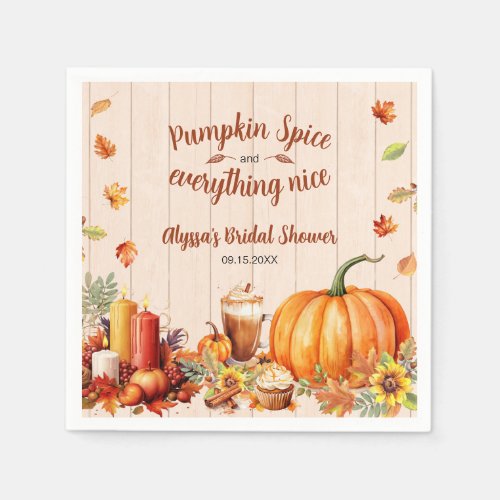 Pumpkin Spice Autumn Bridal Shower Party Napkins