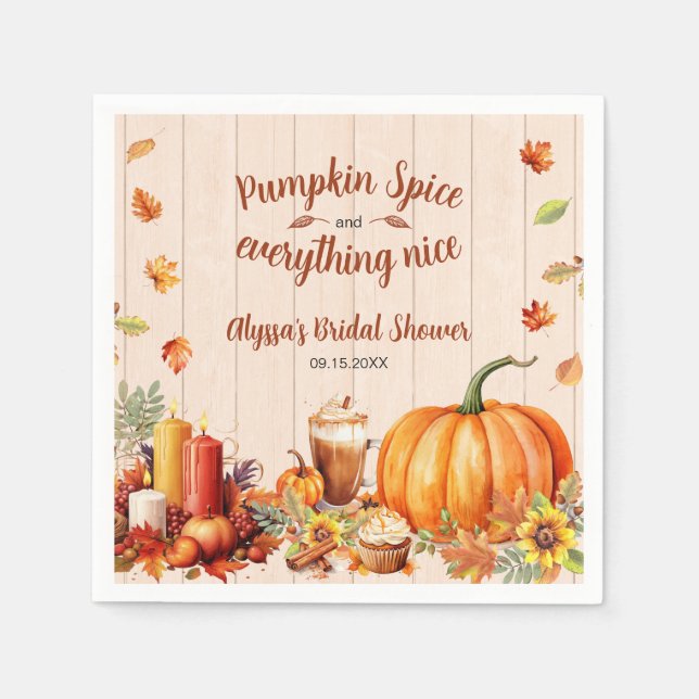 Pumpkin Spice Autumn Bridal Shower Party Napkins (Front)