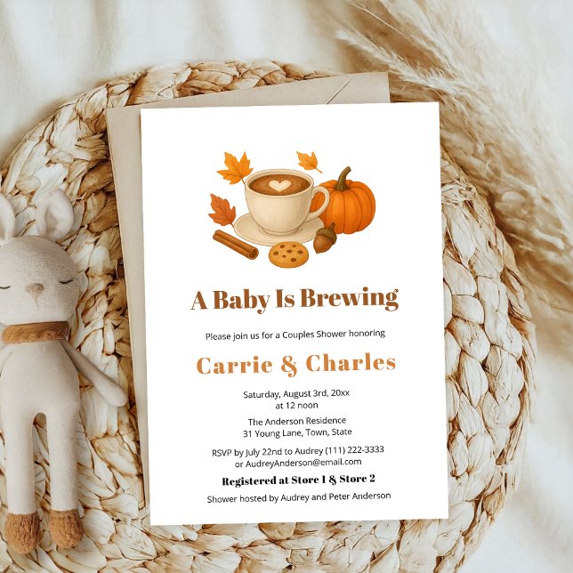 Pumpkin Spice Autumn Coffee drinks Baby Shower Invitation (Creator Uploaded)