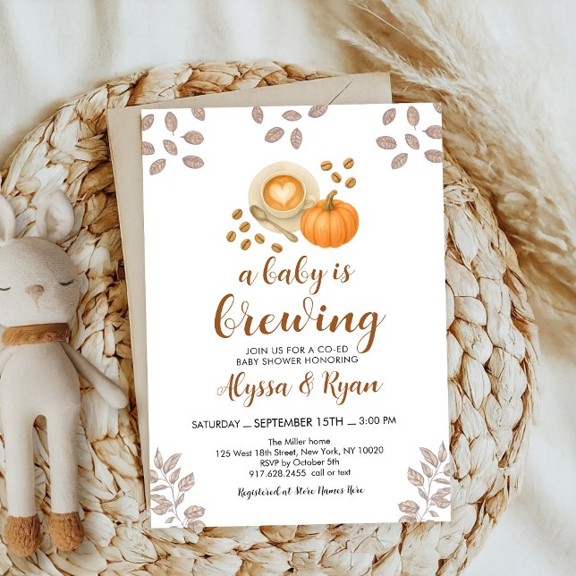 Pumpkin Spice Autumn Coffee drinks Baby Shower Invitation (Creator Uploaded)